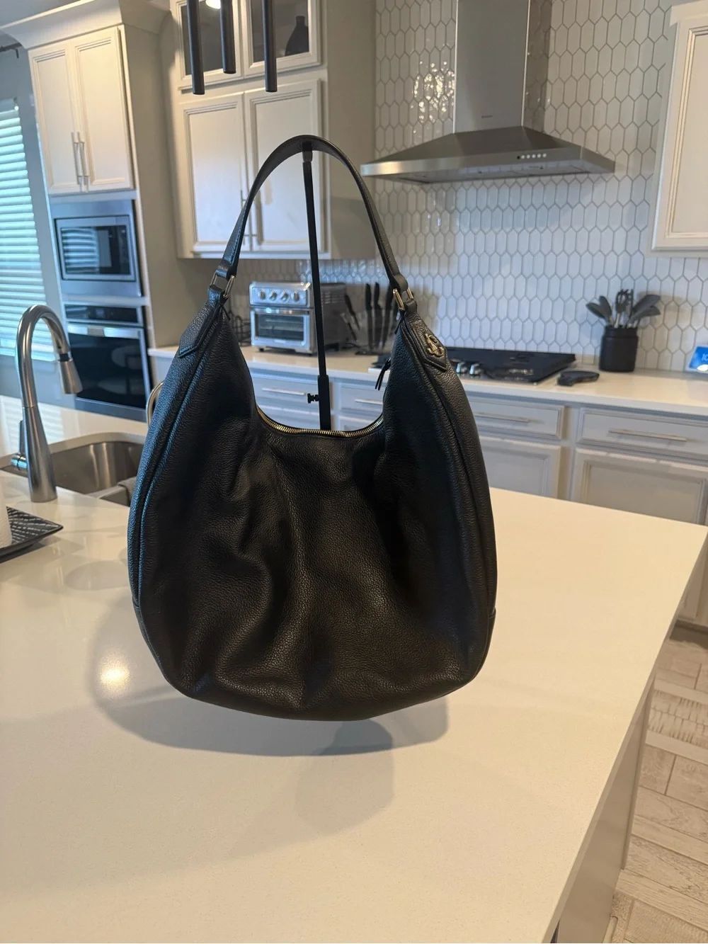 NEW Jimmy Choo Classic Black Leather Hobo Bag - Women's Shoulder Tote